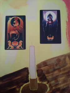 Divinités gardiennes protégeant la bougie